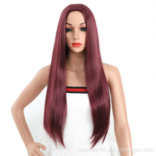 MYZYR straight hair high-quality synthetic wigs, 30-inch heat-resistant wigs of various colors, noble golden synthetic wigs